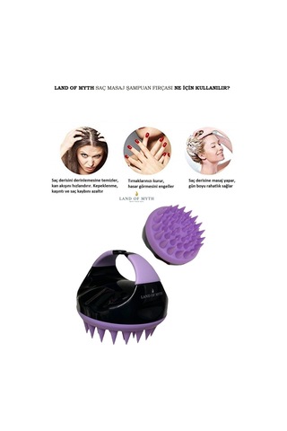 Land Of Myth Lom1402 Yeni Yumuşak Silikon Dişli Saç Derisi Masaj Fırçası Siyah