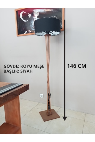 Siyah Başlık- Koyu Meşe Ahşap Lambader