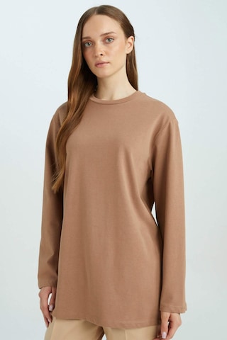 DeFacto Regular Fit Bisiklet Yaka Basic Düz Uzun Kollu Tişört Tunik D4897AX24WNBN299