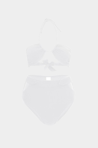 Açelyaokcu Premium Dokulu Yüksek Bel Idunn Fit Kadın Bikini Altı Beyaz