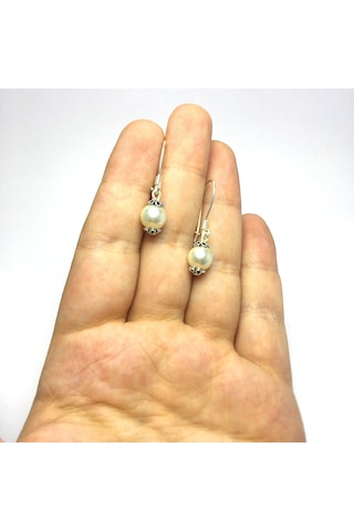 Midyatgümüşnurtaş Inci Taşlı El Işçiliği Bayan Gümüş Küpe