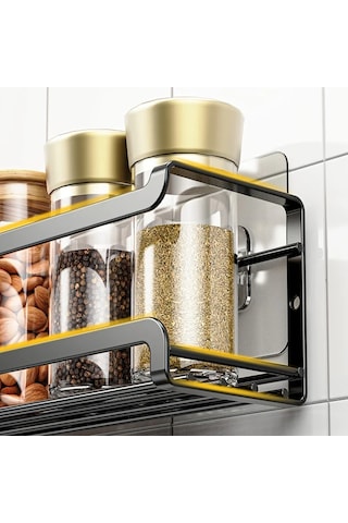 Honeybeeshop 2 4 Adet Baharat Rafı Duvara Monte 4 Parçalık Raf Baharat Organizatörü Kavanozları İçin Vida Veya Yapışkanlı Asılı Mutfak Dolabı Kiler Kapısı 1100 Koyu Ceviz