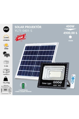 Noas 400w Solar Projektör Beyaz Yl71-0401-s