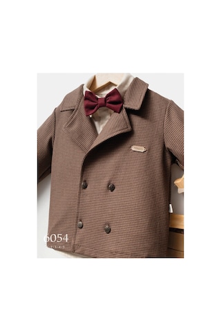 Tongs Baby Erkek Çocuk Little Secrets Papyonlu 3'lü Blazer Ceket Pantolon Takım Kahverengi 6054