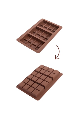 Dubai Çikolatası Kalıbı Silikon Çikolata Kalıbı Büyük Boy 1 Adet 27x17 Cm Kahverengi