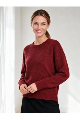 Nealirsanall.com Kadın Bisiklet Yaka Oversize Düşük Omuzlu Yün Örgü Kazak Siyah