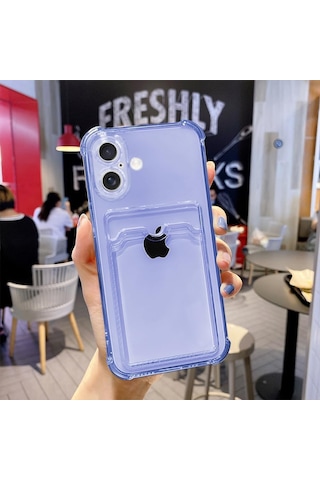 İphone 17 Uyumlu Kamera Korumalı Kartlıklı Köşeleri Airbag Tasarımlı Darbe Önleyici Mor