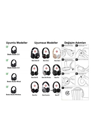 Beats Studio 2.0 Ve 3.0 Uyumlu Kulaklık Pedi Sünger Yastık
