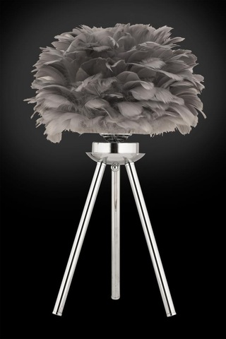 İstanbul Avize Abajur Gümüş Gri Deve Tüylü Abajur Gümüş