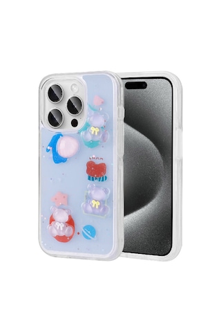 Zore Apple iPhone 15 Pro Uyumlu Kabartma Figürlü Parlak Omsy Minimini Silikon Kılıf-mor