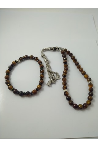 Kaplangözü Taşı Tespih ve Bileklik Takım/ Doğaltaş Tespih-Bilekli N11.5986