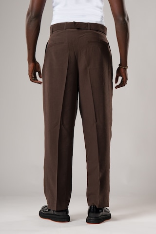 Akçaylar Çift Pileli Yazlık Modal Kumaş Beli Kemerli Geniş Paça Baggy Pantolon Kahverengi
