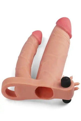 Fastieshop İkili Titreşimli Realistik Penis Kılıfı - 2.5 Cm Uzatmalı