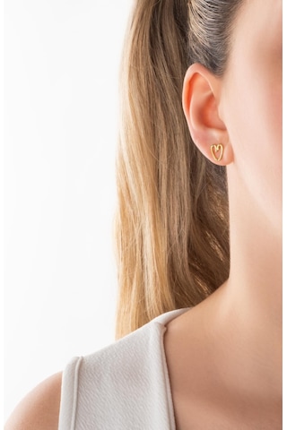 Büyülü Kalp 18 Ayar Sarı Altın Kaplama Gümüş Küpe Sarı