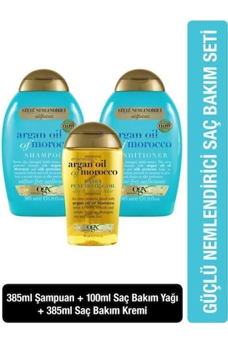 OGX Nemlendirici ve Canlandırıcı Argan Oil Morocco Sülfatsız ŞampUAN + Saç Kremi 2 x 385 ML +Yağ 100 ML