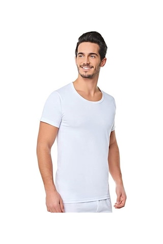 Sedef Yıldızı Erkek Penye Bisiklet Yaka Fanila Atlet 1003 - 6 Adet Beyaz
