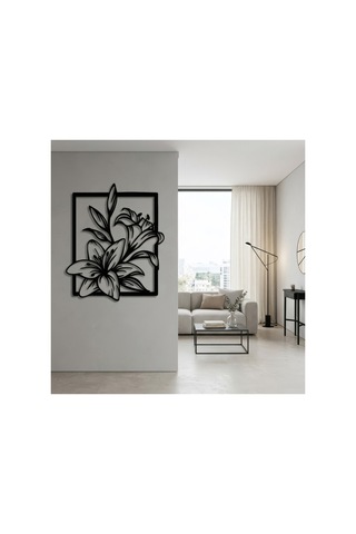 Çiçekler Çerçeve Metal Duvar Tablosu - Metal Duvar Sanatı - Bronz - 65 X 75 Cm