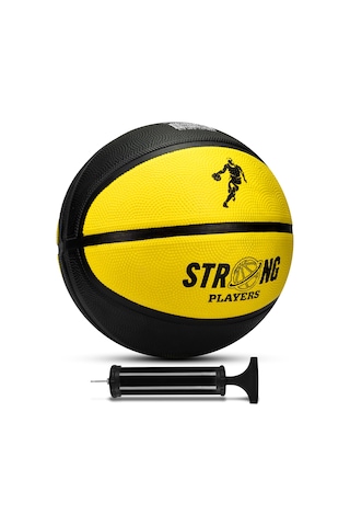 Telvesse Strong Basketbol Topu Pompalı Full Kauçuk Dayanıklı Deep Channel Kabartma No:7 B12 Sarı