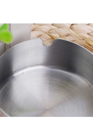 Ulzyvf Yuvarlak Üstü Taşınabilir Tablası Sigara Paslanmaz Küllük Kül İçin Gümüş Çelik Ku