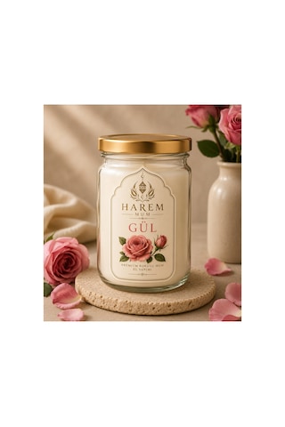 Gül Kokulu El Yapımı Kavanoz Mum 150 Gr Beyaz