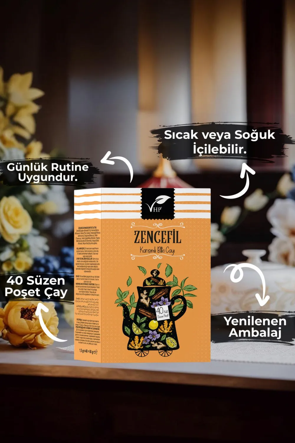 Vhp Zencefilli Karışık 40'lı Süzen Poşet Çay