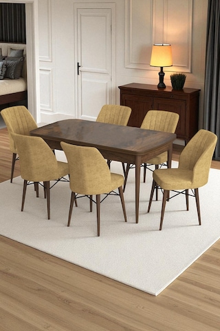 Flexa Comfort Serisi 6 Adet Flex Sandalye Mutfak Masası Takımı Cappuccino