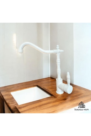 İsaoğlu Yapı Beyaz Zen Design Batarya Vintage Tasarım Rustik Armatür Pirinç Malzeme Beyaz