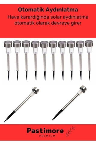 Kablosuz Su Geçirmez Dayanıklı Solar Güneş Enerjili Bahçe Lambası Plastik Saplama 30cm 10 Adet Set