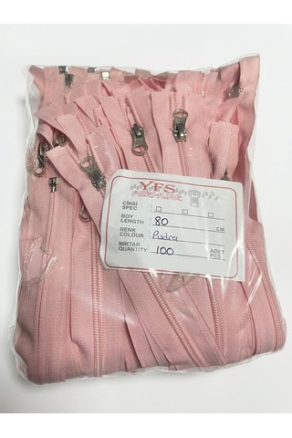Yfs Fermuar Tip 10 Naylon Dişli Separe Fermuar Pembe 5 Adet 80 Cm