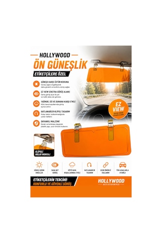 Holywood Turuncu Güneşlik Nostalji Universal Araç Güneşliği Etiketçilere Özel