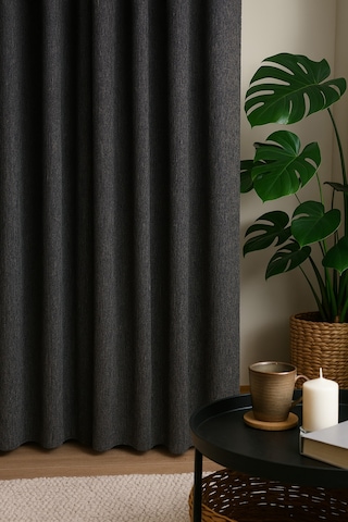 Dekoratif Şık %5 Simli Natural Yumuşak Dökümlü Fon Perde Salon Oturma Odası Yatak Odası Antre Gri