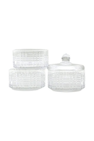 Home Collectıon Sdg1009c/g Chester Cam Kapaklı Şekerlik Ve Lokumluk 3katlı - 12'li Paket Diğer