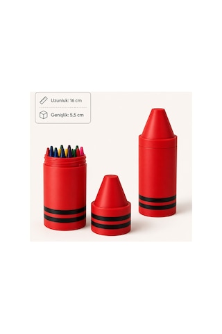 Boya Kalemi Tasarımlı Kalem Kutusu 3d Baskı Kapaklı Masaüstü Kalemlik 16 Cm Kırmızı Boya Kalemi Tasarımlı Kalem Kutusu 3d Baskı Kapaklı Masaüstü Kalemlik 16 Cm Kırmızı