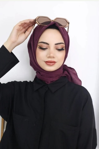 Melodi Scarf Kadın Tesettür Pratik Bambu Kraş Eşarp Mürdüm MÜRDÜM