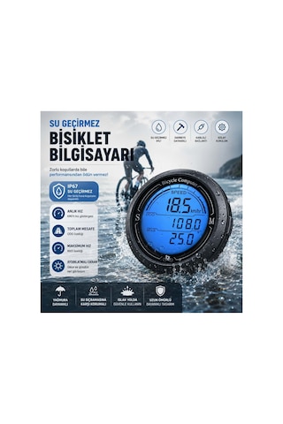 Triline Bisiklet Hız Ve Mesafe Ölçer Su Geçirmez Lcd Ekranlı Kablolu Km Bilgisayarı