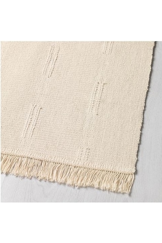 Açık Bej Renk Banyo Halısı-Paspası 55x85 Cm-Mini Halı-İnce Kilim-Pamuk Bej