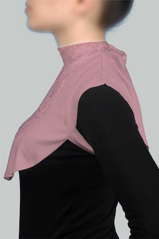 Altobeh Kadın Penye Tesettür Daire Yakalı Dantelli Boyunluk - Koyu Pembe