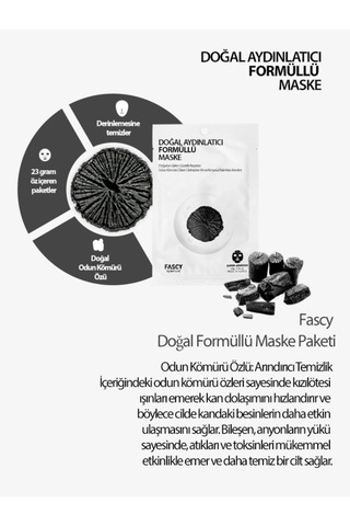 Fascy Doğal Odun Kömürü Özlü Aydınlatıcı Maske 23 G