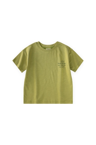 Cigit Slogan Baskılı T-shirt 2-10 Yaş Lime Yeşil
