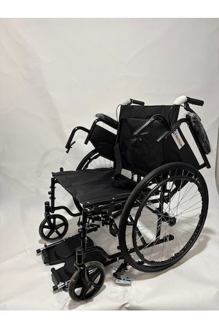 Bemor Manuel Tekerlekli Sandalye Katlanabilir Refakatçi Frenli Sökülebilir Ayaklı Emniyet Kemerli Hasta & Engelli 100 Kg