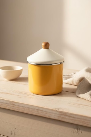 Bambum Nostalji - Ahşap Saplı Baharatlık Hardal 12 Cm Hardal Sarı