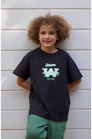 Luess Erkek Çocuk Oversize %100 Pamuklu Kalıp Baskılı Siyah Tişört 2-3 Yaş 8-9 Yaş -siyah Siyah