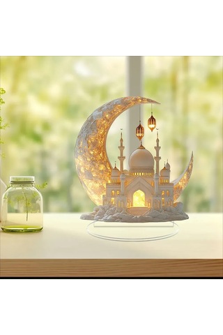 Yifomall "beyaz Akrilik İslami Masa Süsü - 21 Cm Modern Dekor"