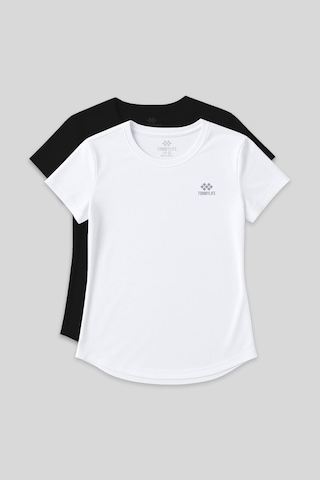 Standart Kalıp O Yaka 2li Paket Siyah-beyaz Kadın T-shirt - 97144 Siyah-beyaz