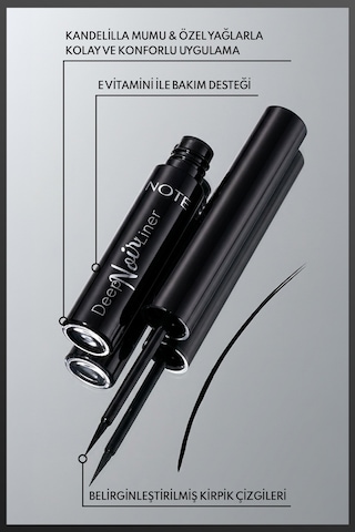 Note Deep Noir Liner Uzun Süre Kalıcı Likit Dipliner Siyah