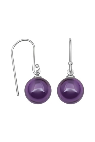 925 Ayar Gümüş Kancalı Ametist Taşlı Küpe 10 Mm Açık Mor Bymi