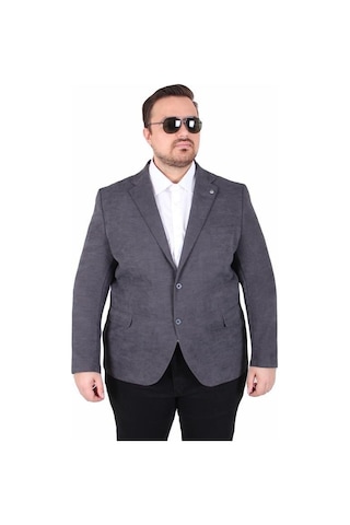 Starbattal Erkek Büyük Beden 4 Drop Blazer Şönili Ceket 500602 Antrasıt Antrasit