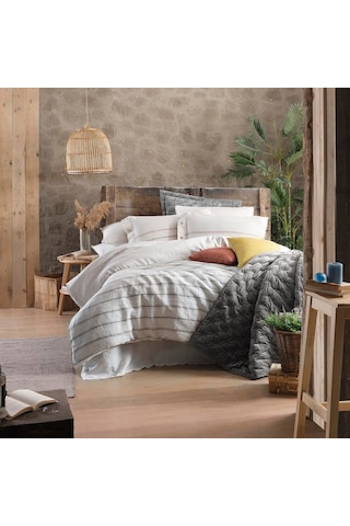 Sarev Ares Keten Nevresim Takımı Çift Kişilik , .beyaz Beyaz