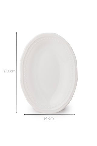 Porsima 4464 Beliz Porselen Kayık Tabak Seti - Oval Kahvaltılık Sunumluk Seti 20cm Beyaz