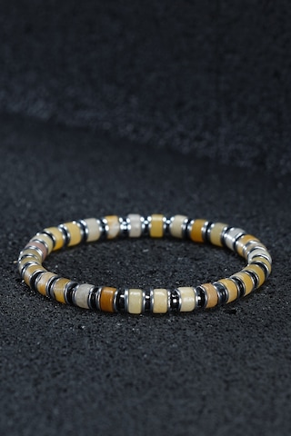 Ssilhoutte Doğaltaş Sertifikalı Akik Taşı Ve Hematit Erkek Doğal Taş Hediye Bileklik,bijuteri Erkek Bileklik Sarı